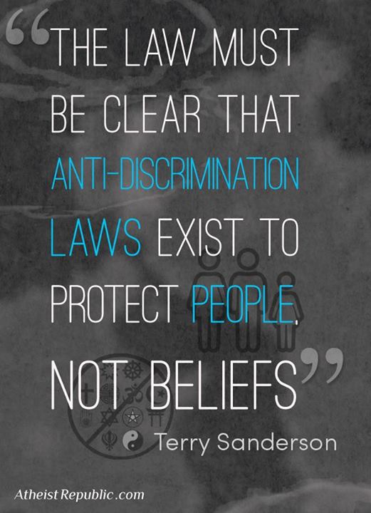 Anti Discrimination Laws for People not beliefs