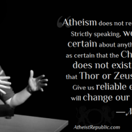 Atheism Does Not Require Certainty